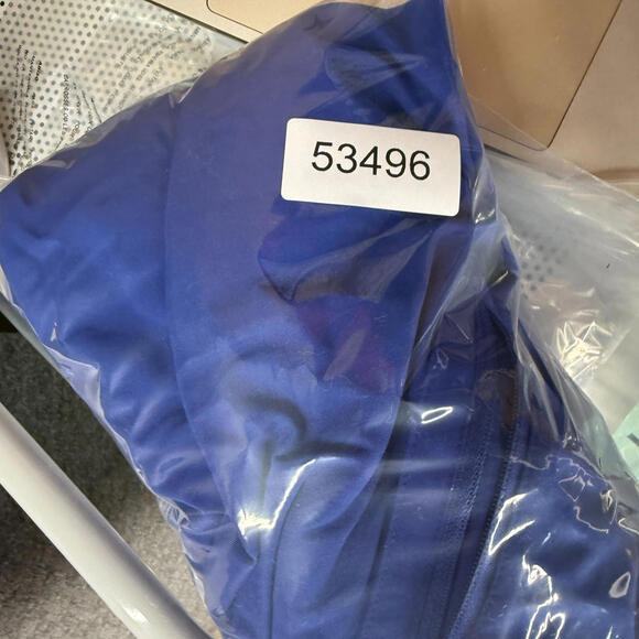 Lands' End Windbreaker Jacket Men L Large Blue Full Zip Long Sleeve Hooded Lined - Picture 7 of 7